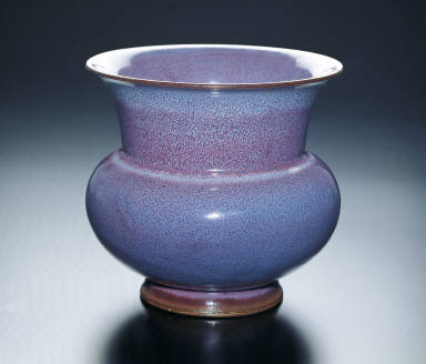 Planter with blue and violet glaze