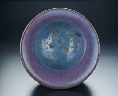 Planter with blue and violet glaze