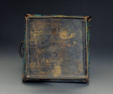 Cloisonne fang vessel with dragon and phoenix decor