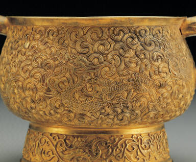 Gold censer with dragon decor