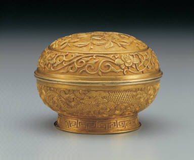 Gold box with dragon decor