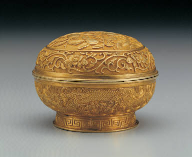 Gold box with dragon decor