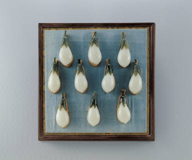 Set of ten jade eggplant-shaped snuff bottles