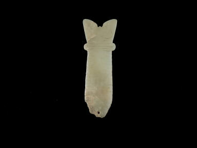 Y-shaped jade ornament with animal mask design