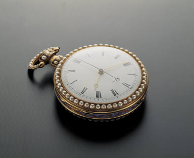 Pocket watches with painted enameled floral decoration