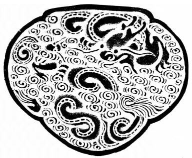 Gilt ru-yi scepter with jade inlays on the medallions and decorations of assorted auspicious motifs on the shaft