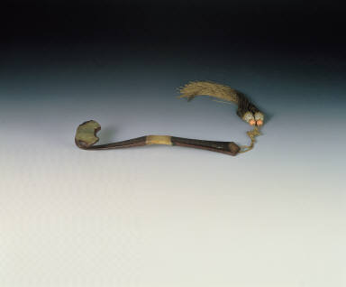 Redwood ru-yi scepter with jade inlays