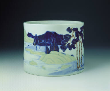 A three-color underglaze brush-holder