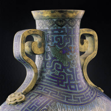 Cloisonne flask with a scene from the Ode on the Red Cliff