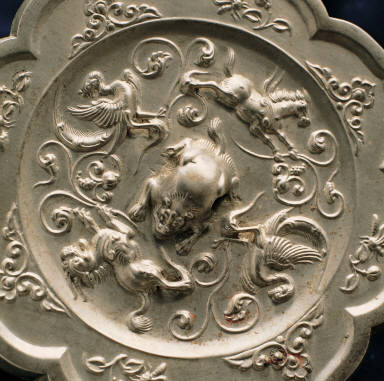 Bronze Mirror with phenix decor