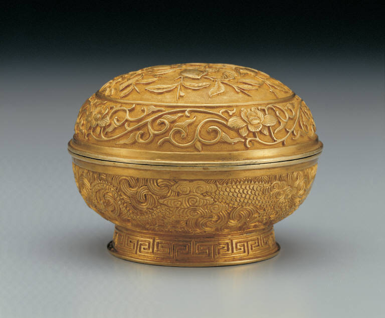 Gold box with dragon decor