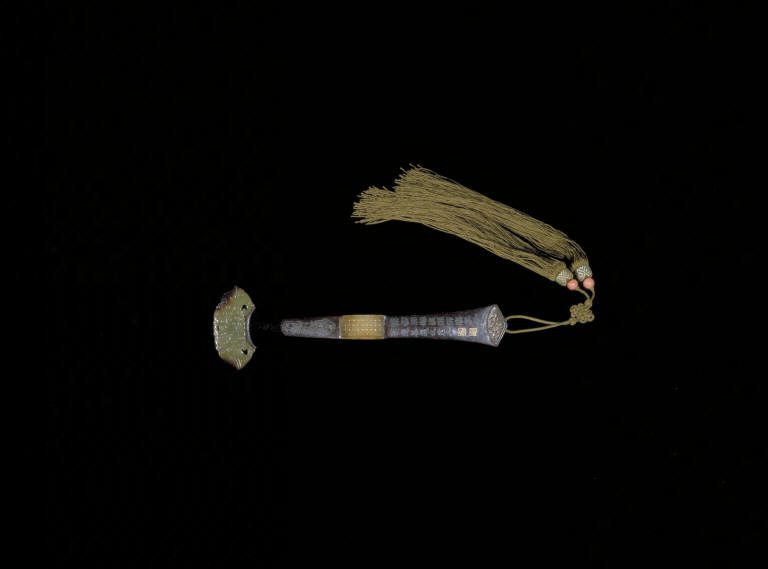 Redwood ru-yi scepter with jade inlays