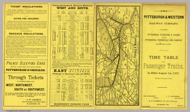 map pittsburgh western railway co pittsburgh timetable sheet