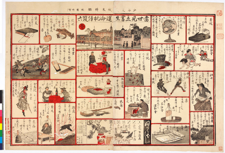 Tōsei mitate shosei unmei hihyō sugoroku [graphic]/ henshū Nakayama Harujirō.