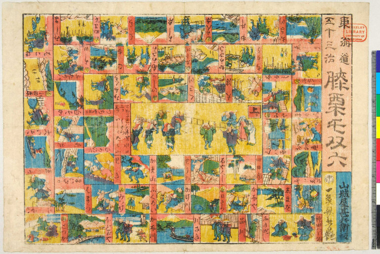 Tōkaidō gojūsantsugi hizakurige sugoroku [graphic].