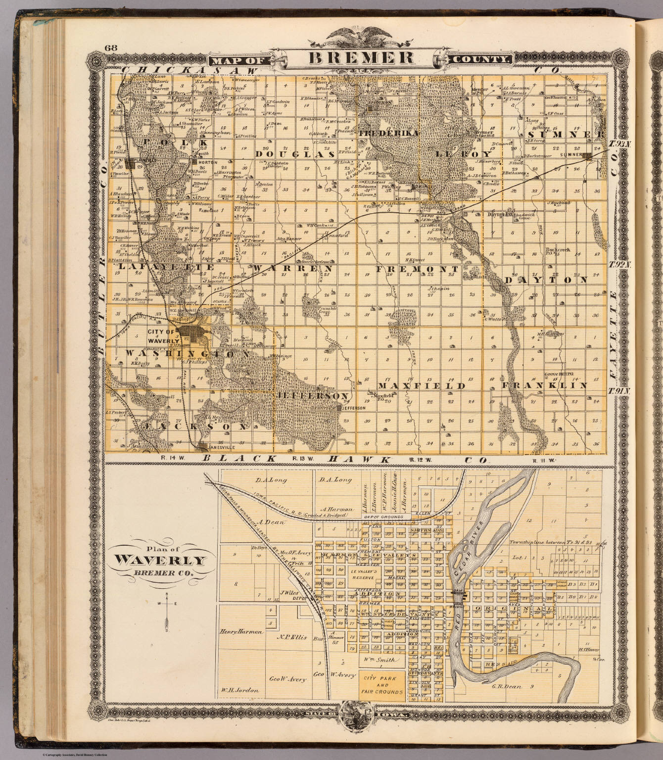 Map of Bremer County, Plan of Waverly, State of Iowa. - David Rumsey ...