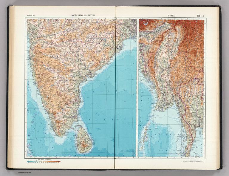 140-141. South India, Ceylon, Burma. The World Atlas.