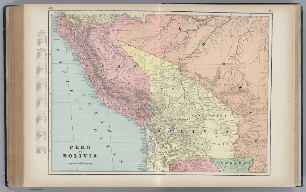 A page of the 1899 Cram’s Standard American Railway System Atlas of the World shows the railroads crossing Peru and Bolivia.