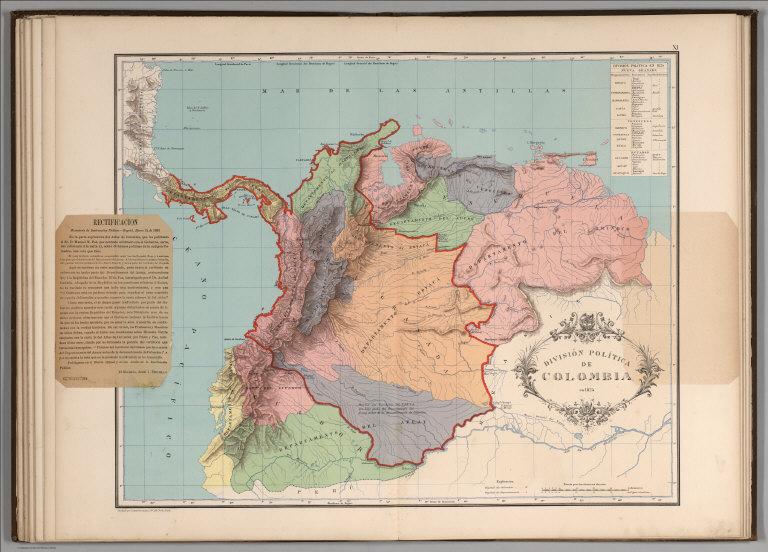 Division politica de Colombia en 1824