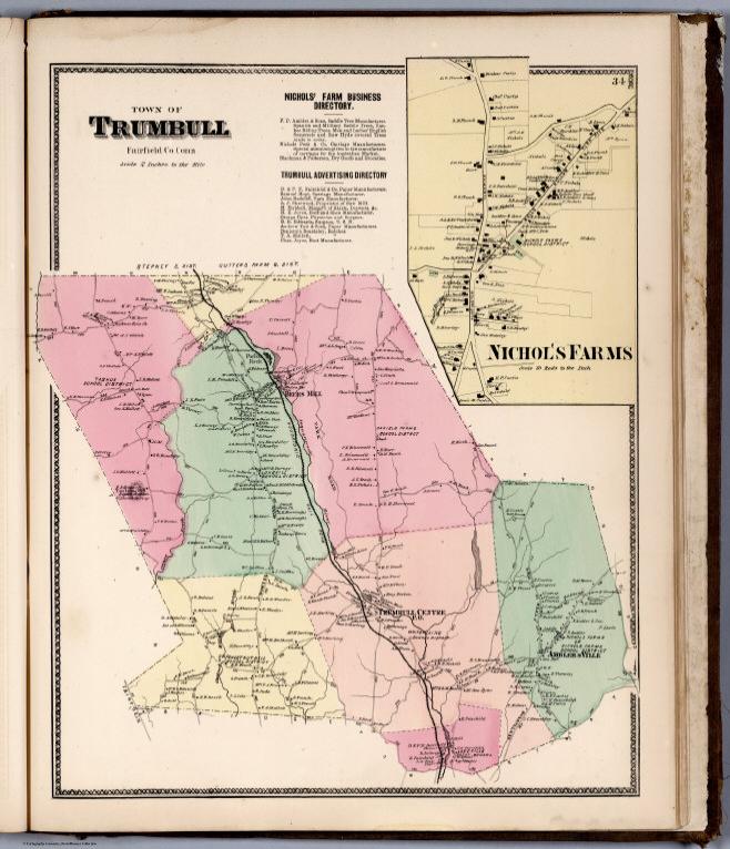 Town of Trumbull, Fairfield County, Connecticut. (inset) Nichol's Farms.