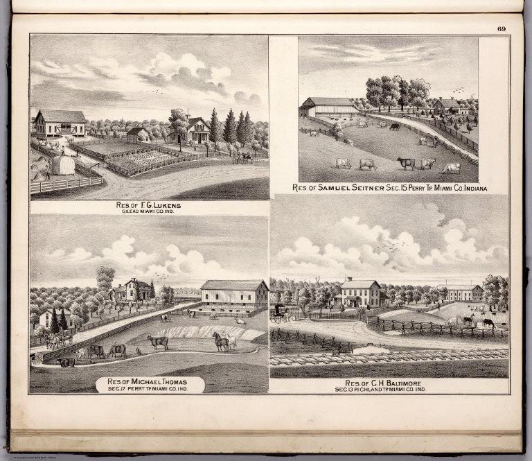 View: Residences of F.G. Lukens, Samuel Seitner, , Miami County, Indiana