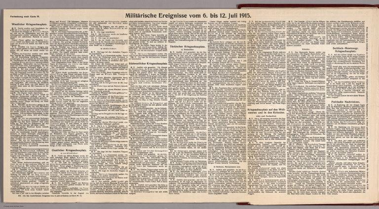 Text: Report Nr. 39 on World War I, Military Events of the Week ... to July 12, 1915.
