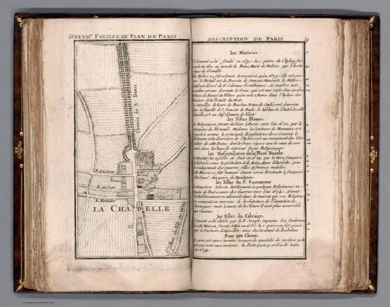 XXVIIe. Feuille du plan de Paris (with) Text: (Continues) Description - Abregee de la Ville de Paris