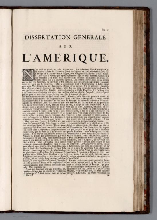 Text: Tome VI. Dissertation generale sur l'Amerique. Page 75