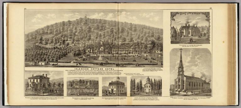 Idlewood Cottage Hotel near ... Pittsburgh, Pa. (with churches, residences and hotels in) Portsmouth, Middleport and Wellsville, Ohio; Ashland, Kentucky; and Hartford City, West Va.