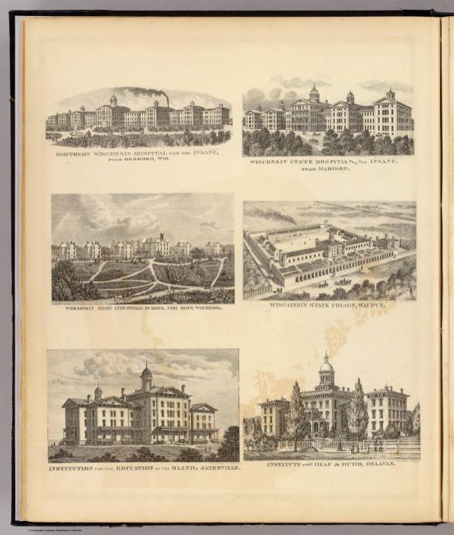 Wisconsin hospitals for Insane, Boys School, State Prison, Blind & Dumb Insts.