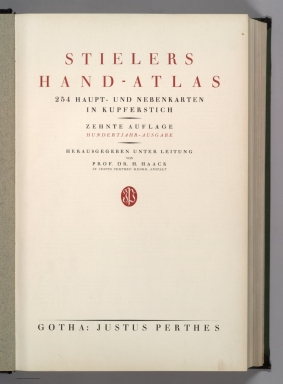 Title: Stielers Hand-Atlas. 254 Haupt- und Nebenkarten in Kupferstich.