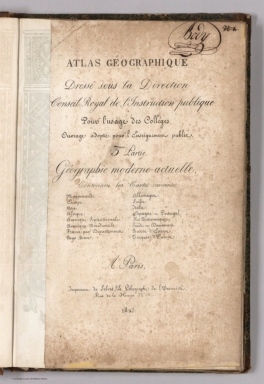 Title Page: Atlas geographique : 3eme partie, Geographie moderne actuelle
