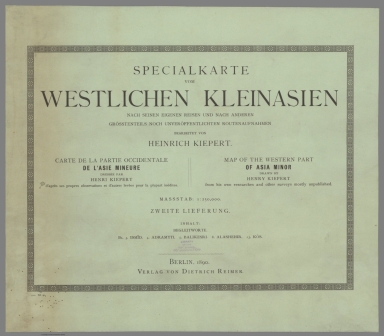 Title Page: Specialkarte vom westlichen Kleinasien. Zweite lieferung