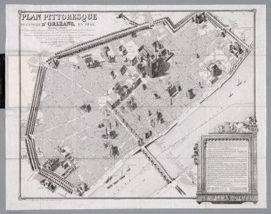 Plan pittoresque de la ville d'Orleans, en 1843