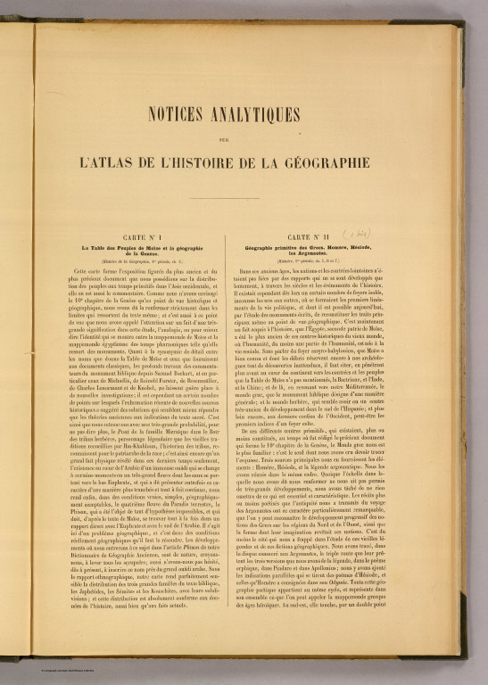 Text Page: Atlas dresse pour l'Histoire de la geographie et des decouvertes geographiques.