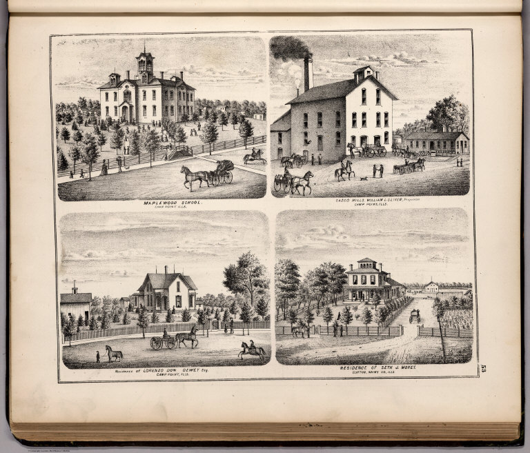 View: Maplewood School. Casco Mills, William L. Oliver, Proprietor. Residences of Adams County, Illinois.