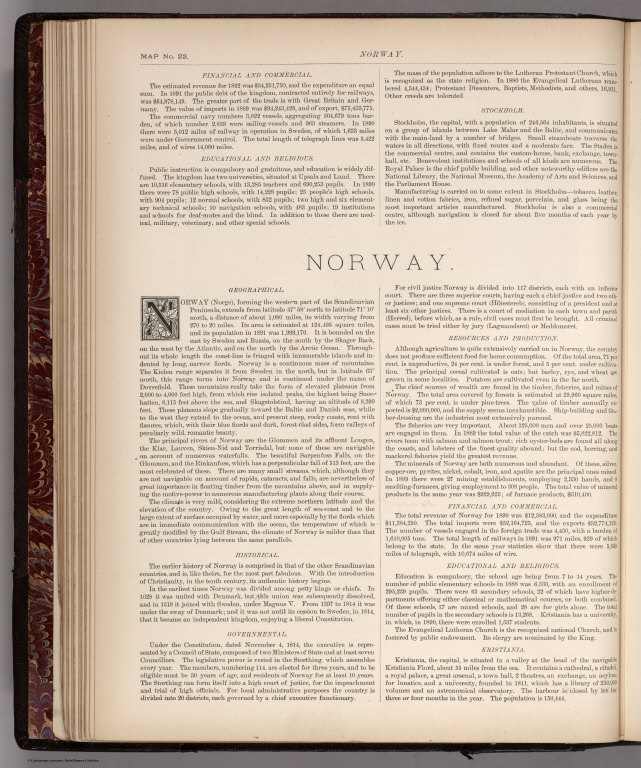 Text Page: (Continues) Sweden. Norway. Map No. 23
