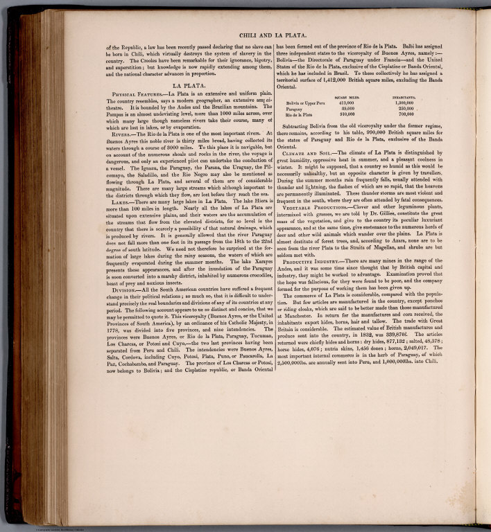 Text: Chile and La Plata.