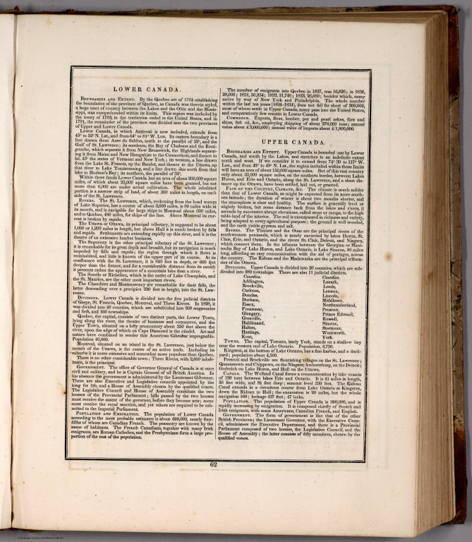 Text Page: Lower Canada. Upper Canada