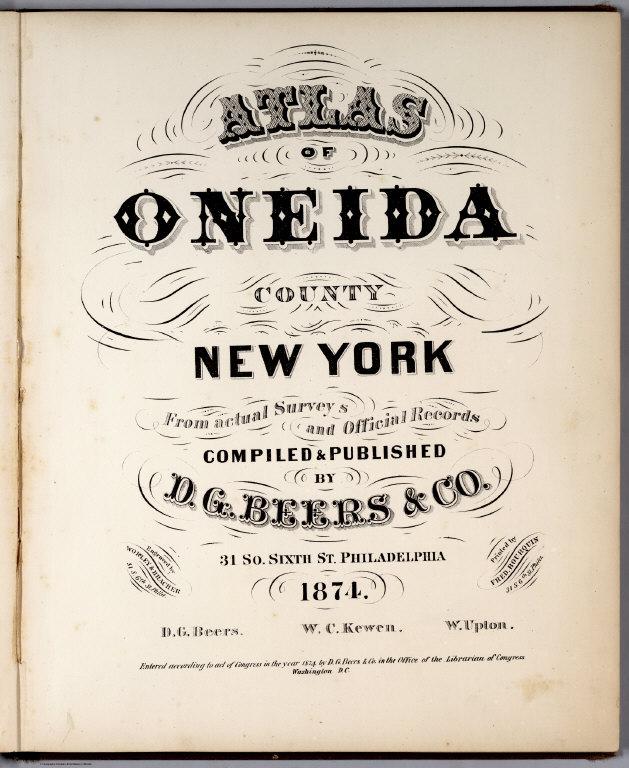 Title Page: Atlas Of Oneida County New York.