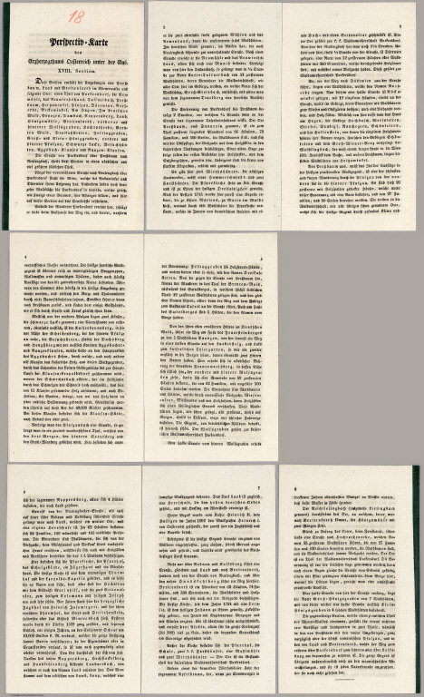 Text: XVIII Section. Peripectiv-Karte des Erzherzogthums Osterreich unter der Ens.