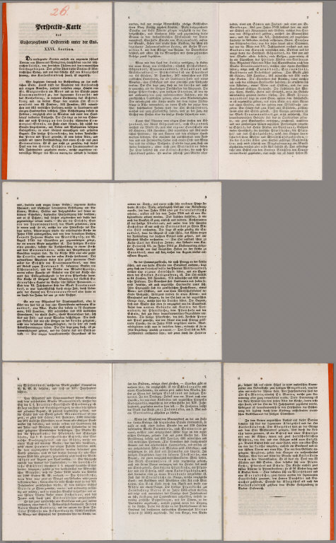 Text: XXVI Section. Peripectiv-Karte des Erzherzogthums Osterreich unter der Ens.