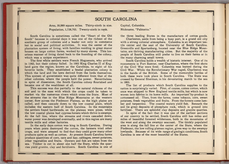 Text Page: South Carolina.