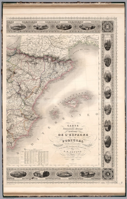 Carte Administrative Physique et Routiere de l'Espagne et du Portugal (eastern sheet).