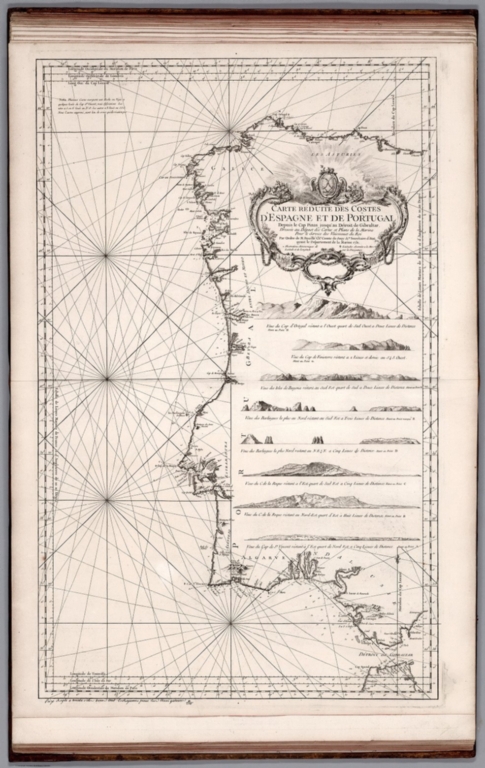 Carte Reduite des Costes d'Espagne et de Portugal.