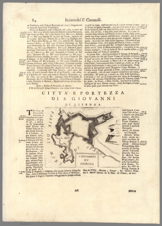 Text Page: (Continues) Isolario del P. Coronelli. Parte II. S. Giovanni di Lisborna
