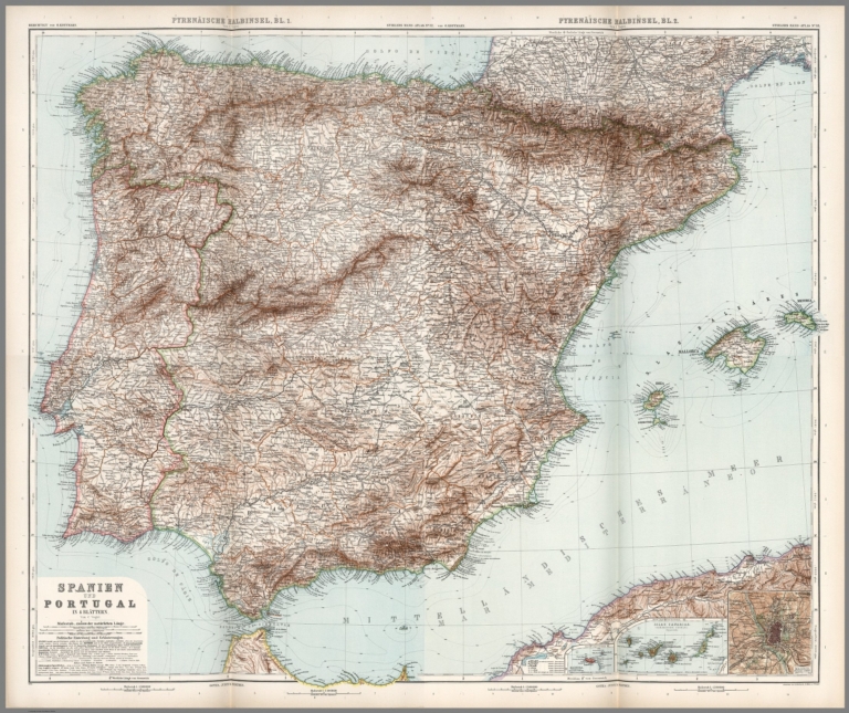 Composite Map: 32-35. Pyrenaeische Halbinsel in 4 Blaettern. Spanien und Portugal.