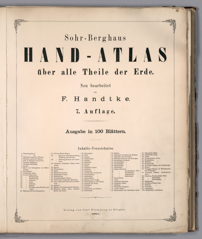 Title Page/Contents: Sohr-Berghaus Hand-Atlas uber alle Theile der Erde. 7. Auflage