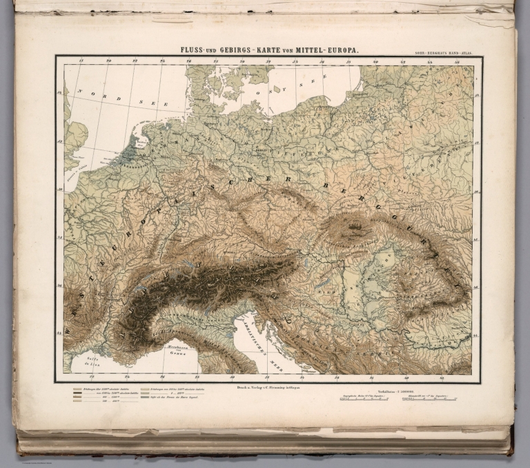 Fluss- und Gebirgs-Karte von Mittel-Europa