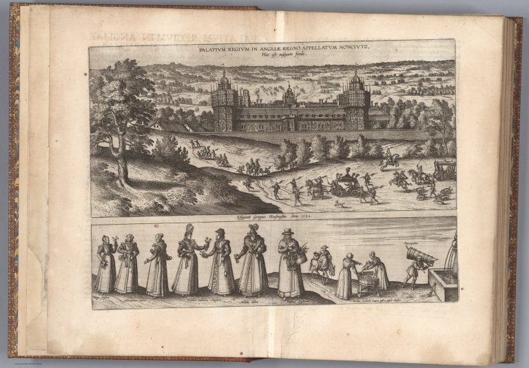 Vol V (1) Palatium Regium in Angliae Regno Appellatum Noncivitz (Nonsuch Palace). (English Costumes).